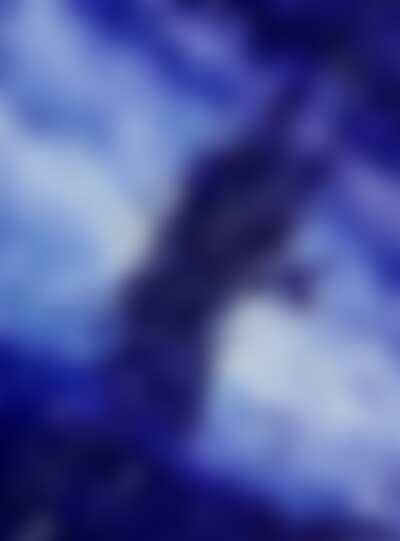 Abstract painting — atmospheric blue-purple clouds with a dark diagonal seam